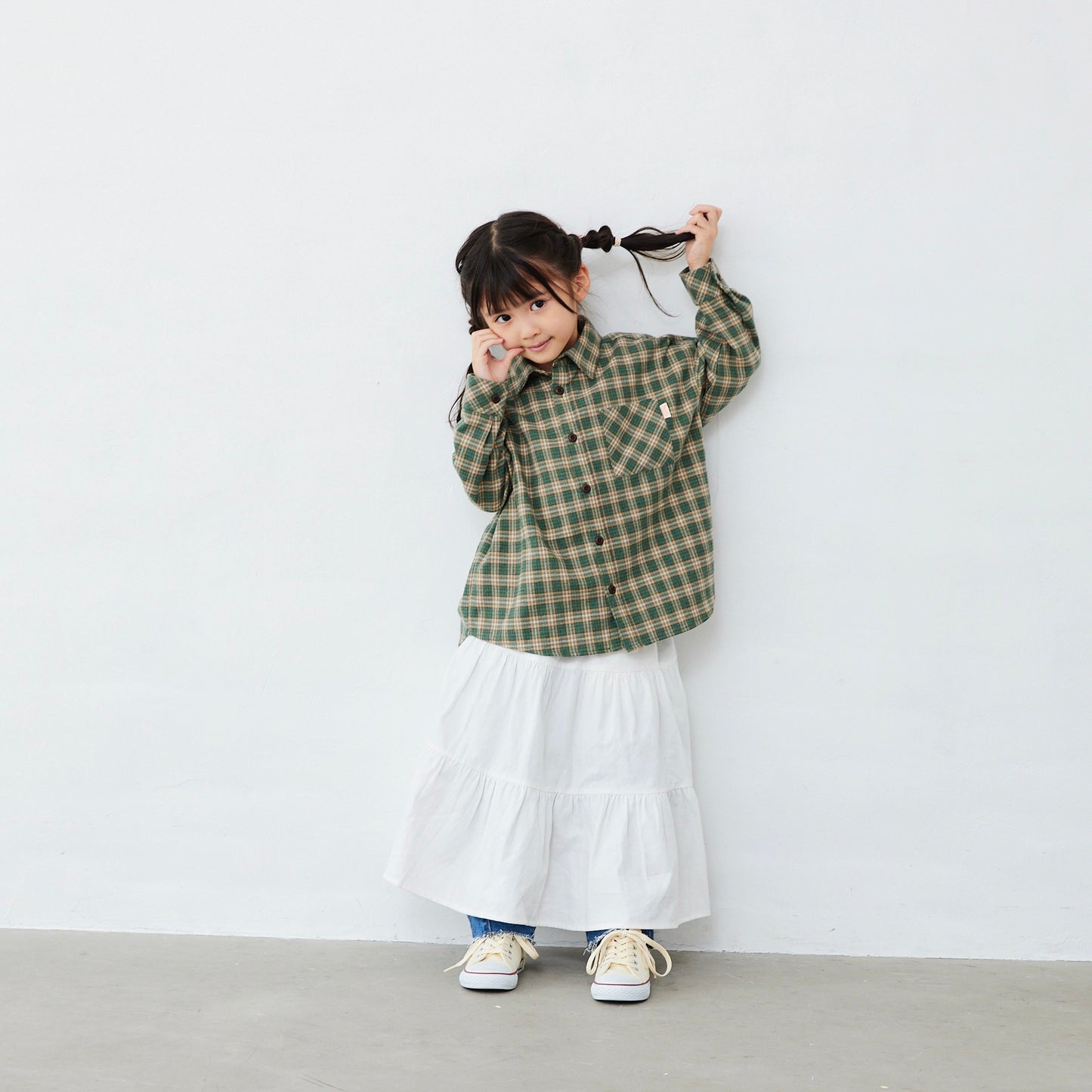 チェック長袖シャツ