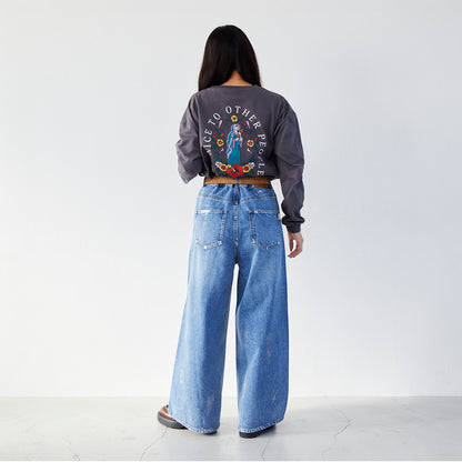 箔プリントデニムパンツ