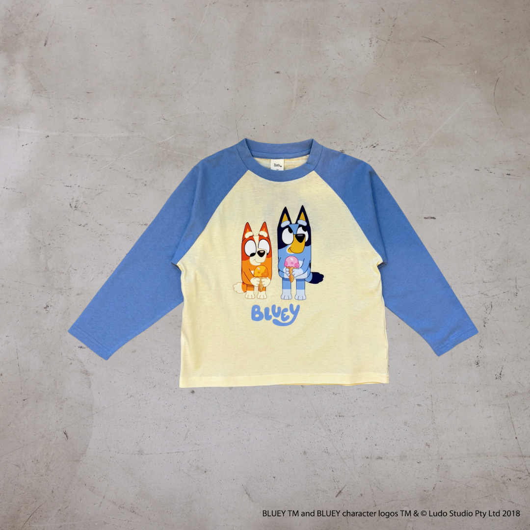 うららんらん♪ページ ブルーイ】ラグランプリントロンT – Fluffy BROTHERS