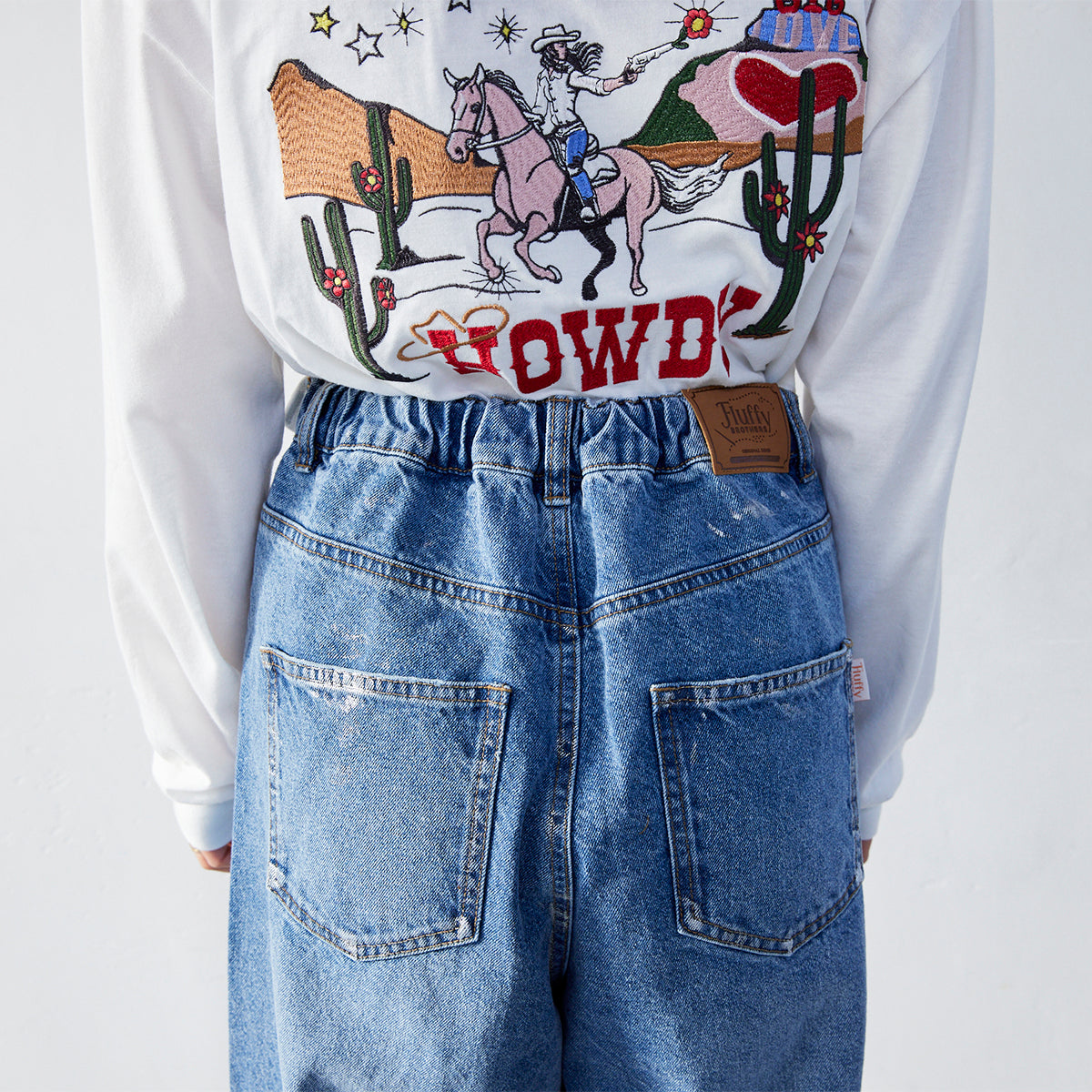 箔プリントデニムパンツ