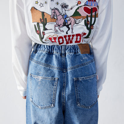 箔プリントデニムパンツ