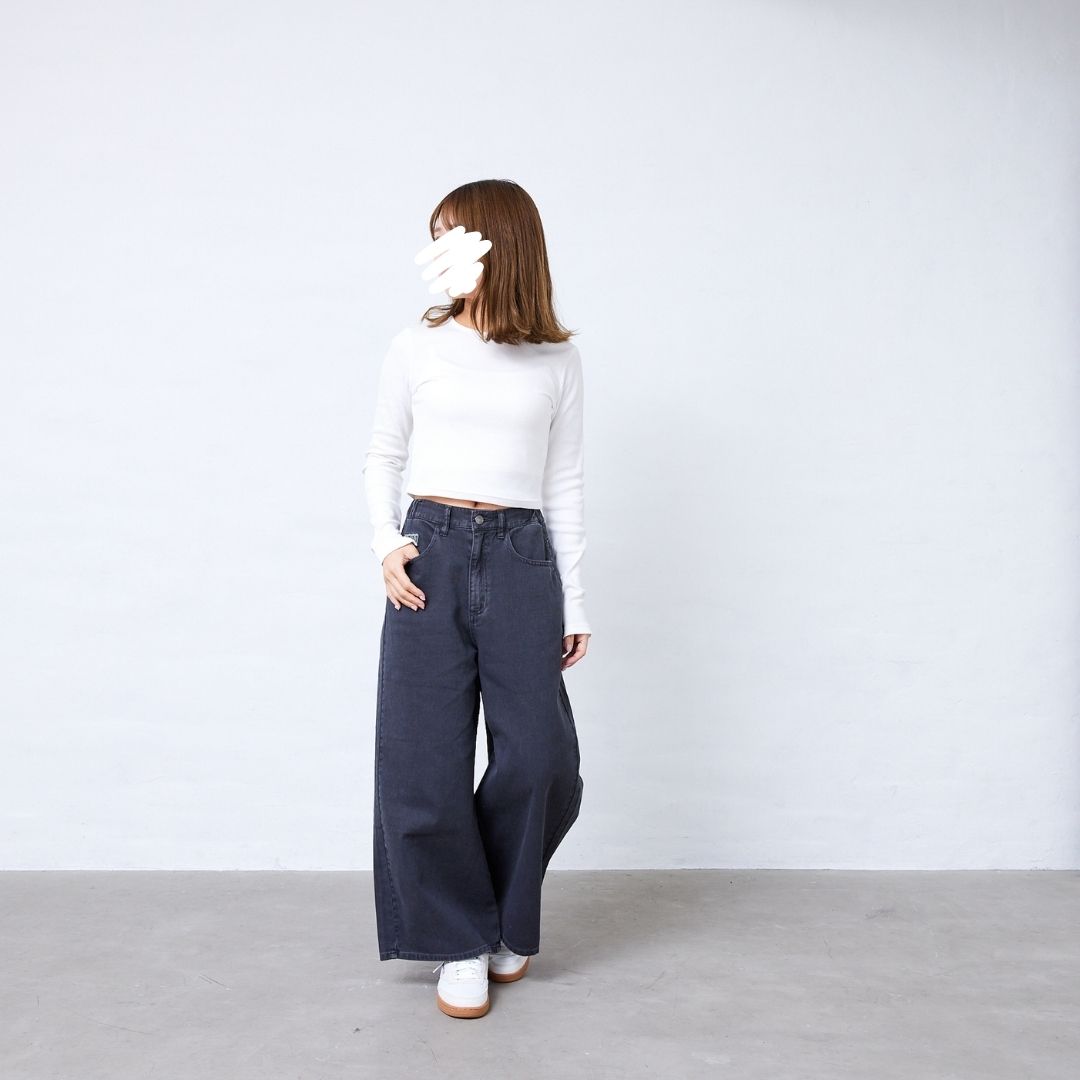 製品染めワイドパンツ