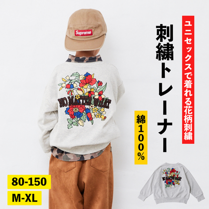 花ロゴ刺繍トレーナー