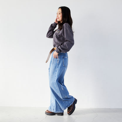 箔プリントデニムパンツ